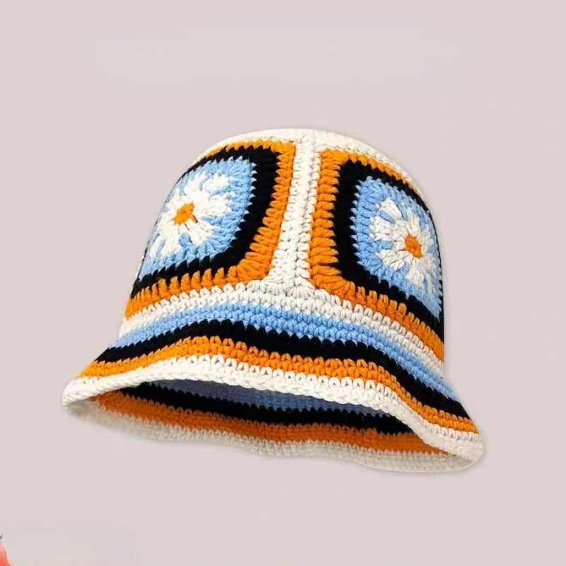 2023 Autumn New Crochet Hat Korean Handmade Bucket Hat STYLE SOURCE