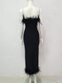 Summer Sexy Strapless Backless Black Feather Midi Bodycon Bandage Dress STYLE SOURCE