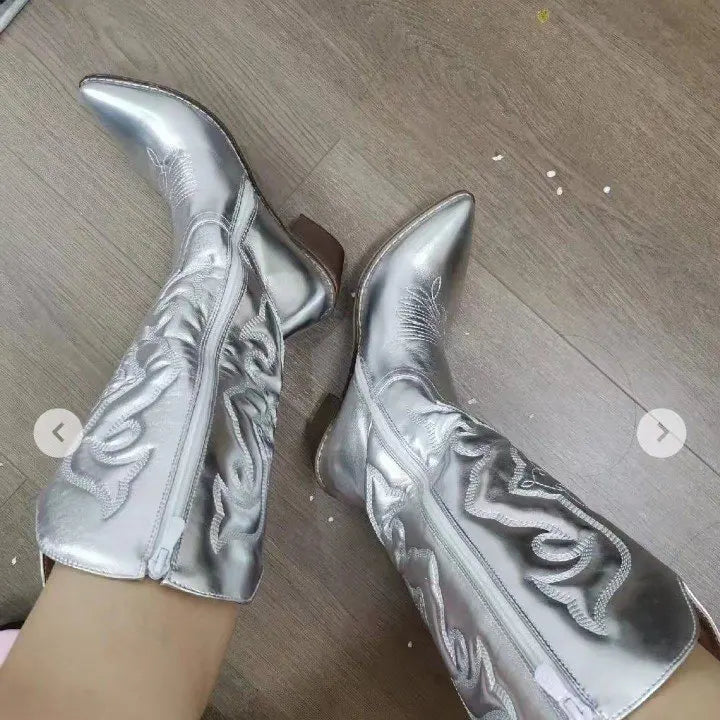 Cowboy Western Boots for Women Shiny Metallic Women STYLE SOURCE