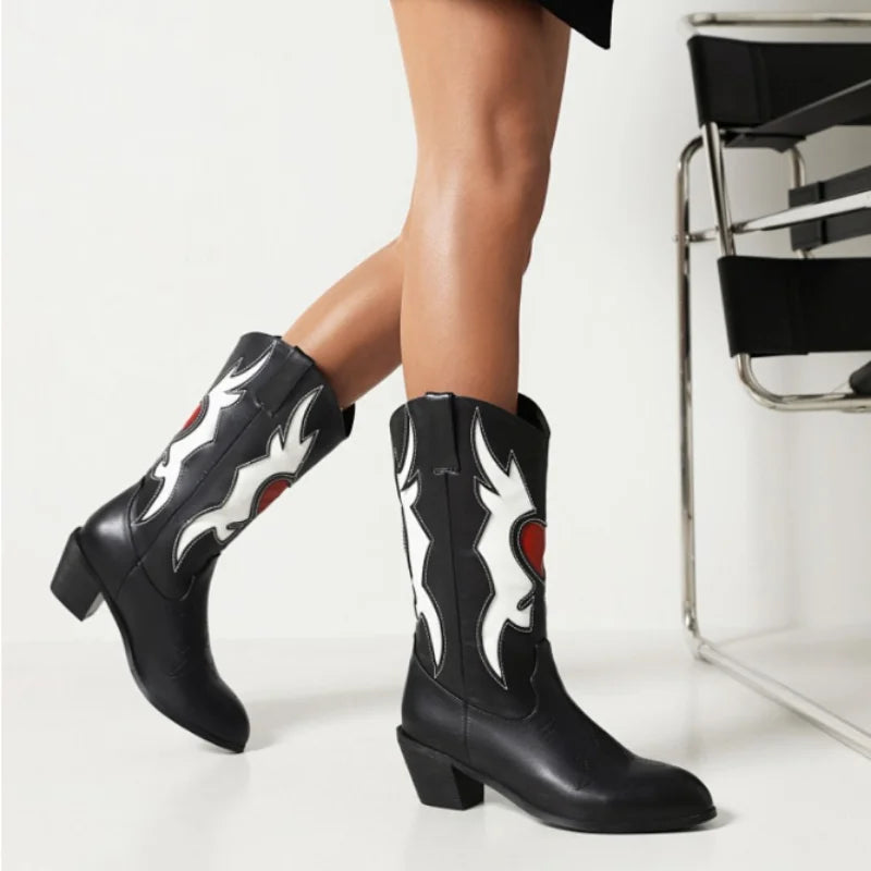 Female Love Heart Mid Calf Boots Women STYLE SOURCE