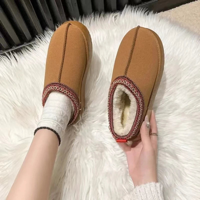 New Winter Retro Women Snow Warm Suede Leather STYLE SOURCE