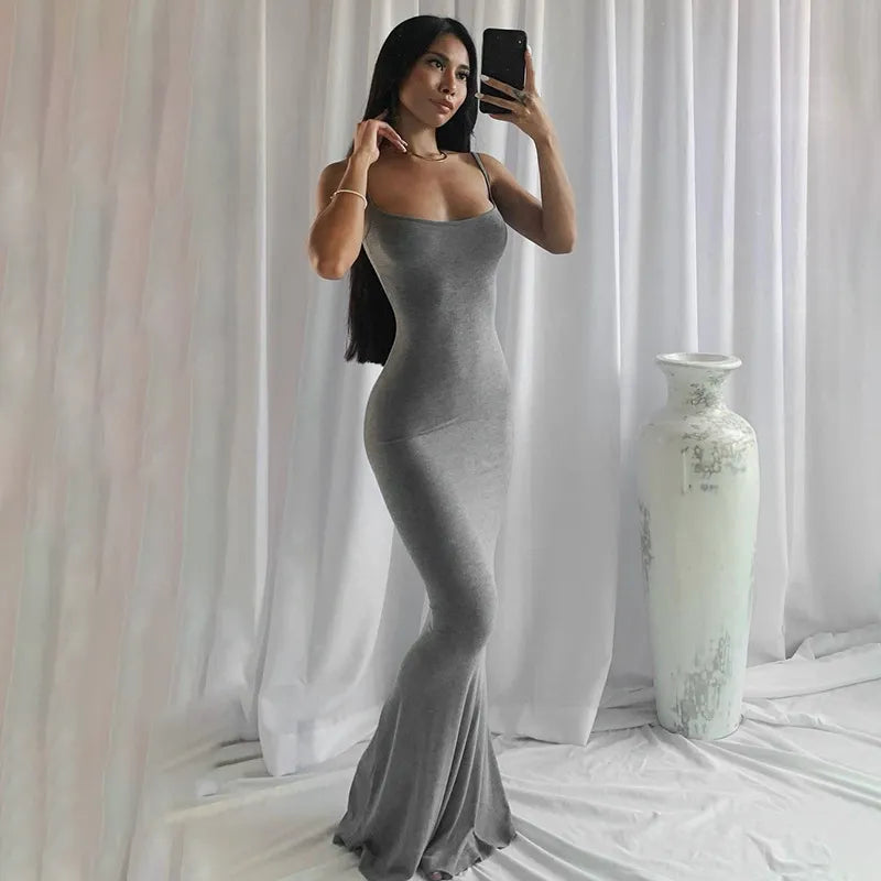 Satin Slip Sleeveless Backless Maxi Dress STYLE SOURCE