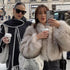 Women's Iconic Street Fashion Week Luxury Brand Gardient Cropped Faux Fur Coat for Winter 2023 STYLE SOURCE