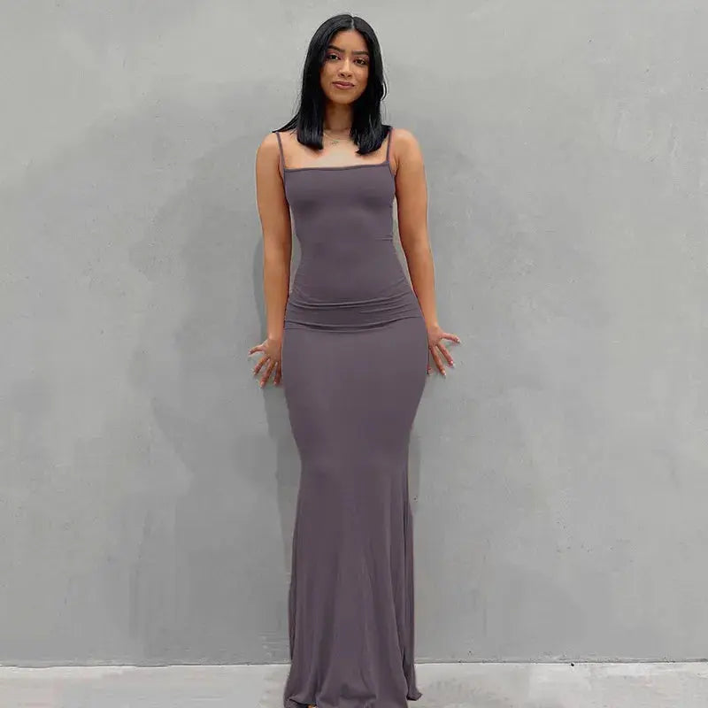 Satin Slip Sleeveless Backless Maxi Dress STYLE SOURCE