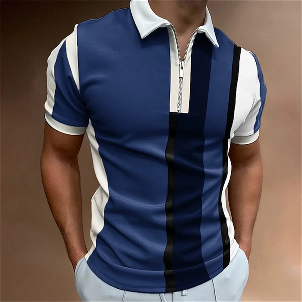 Men Polo Shirt Stripes Short Sleeve T-shirt STYLE SOURCE