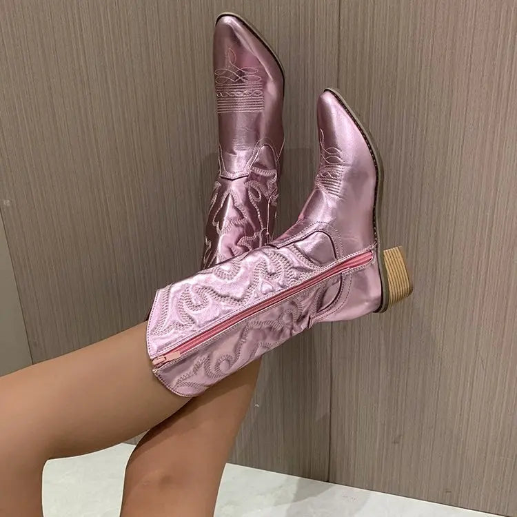 Cowboy Western Boots for Women Shiny Metallic Women STYLE SOURCE