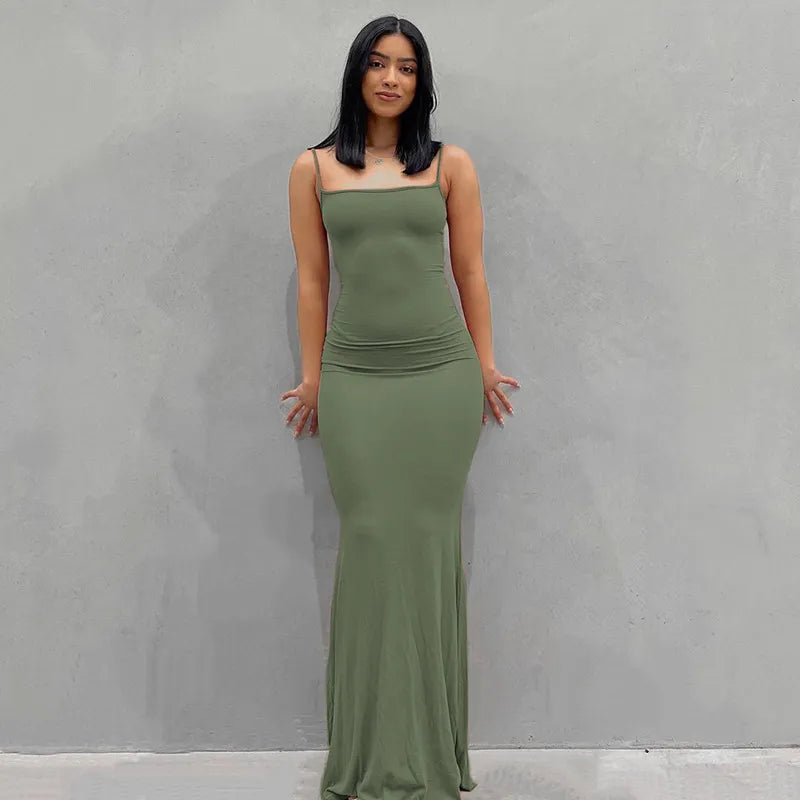 Satin Slip Sleeveless Backless Maxi Dress STYLE SOURCE