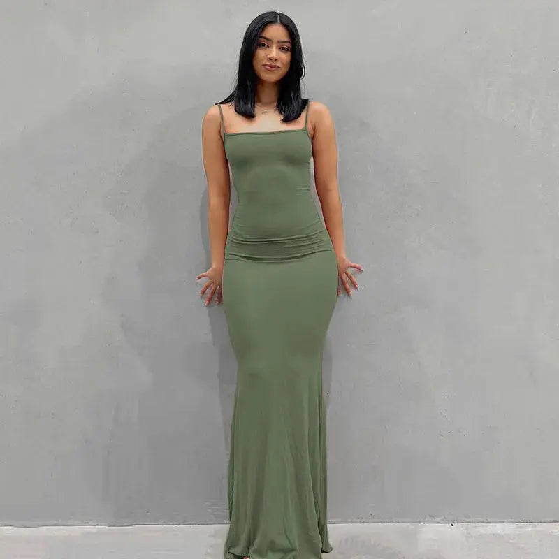 Satin Slip Sleeveless Backless Maxi Dress STYLE SOURCE