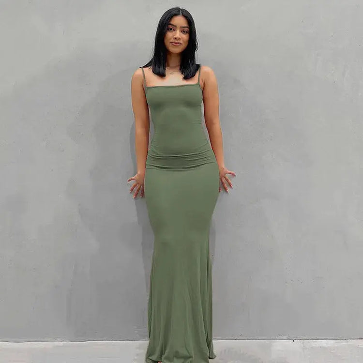 Satin Slip Sleeveless Backless Maxi Dress STYLE SOURCE