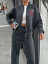 Zip Up Dropped Shoulder Outerwear and Pants Set STYLE SOURCE