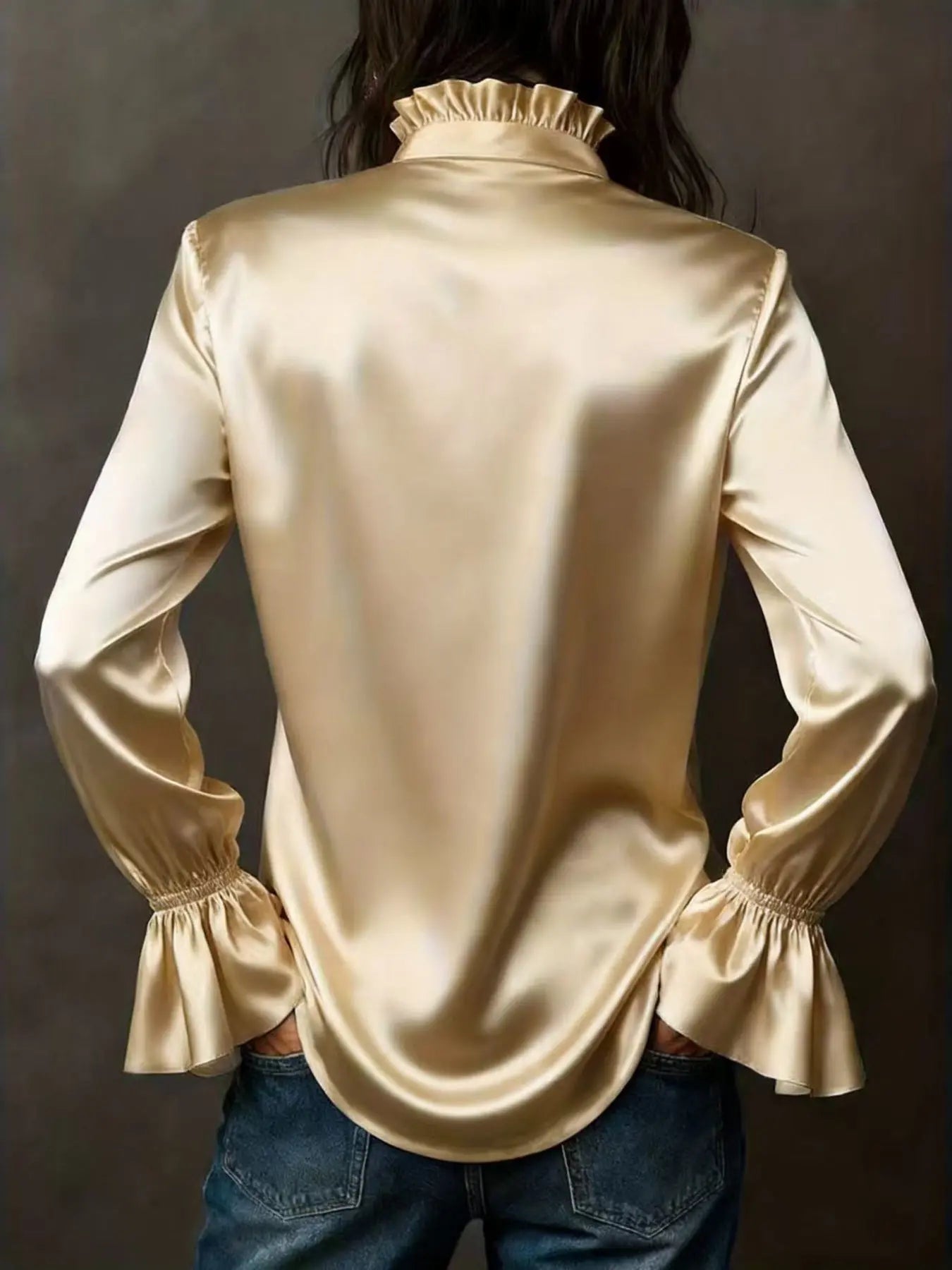 Button Up Flounce Sleeve Shirt STYLE SOURCE