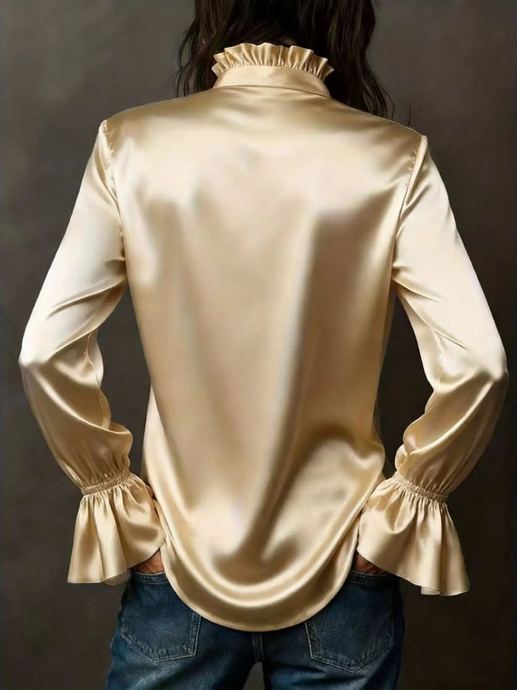 Button Up Flounce Sleeve Shirt STYLE SOURCE