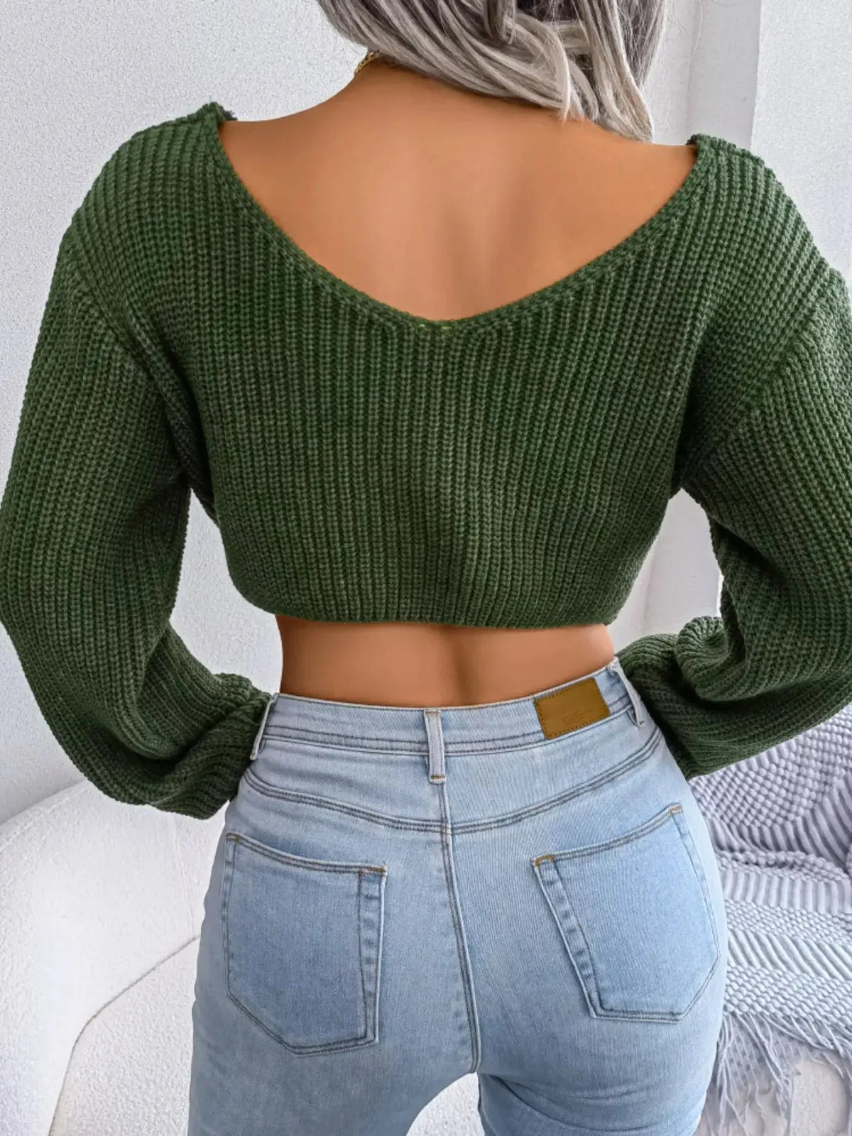 Twisted Front Cropped Sweater STYLE SOURCE