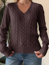 Cable-Knit V-Neck Sweater STYLE SOURCE