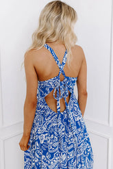 Rose Floral V Neck Crisscross Backless Maxi Dress STYLE SOURCE