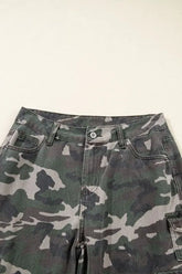Camo Denim Cargo Wide Leg Pants STYLE SOURCE