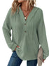 Full Size Button Detail Waffle Knit Hoodie Plus Size STYLE SOURCE