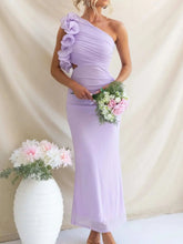 One-Shoulder Floral Trim Sleeveless Maxi Dress STYLE SOURCE