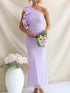 One-Shoulder Floral Trim Sleeveless Maxi Dress STYLE SOURCE