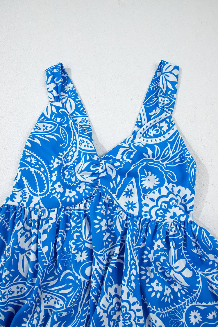 Rose Floral V Neck Crisscross Backless Maxi Dress STYLE SOURCE