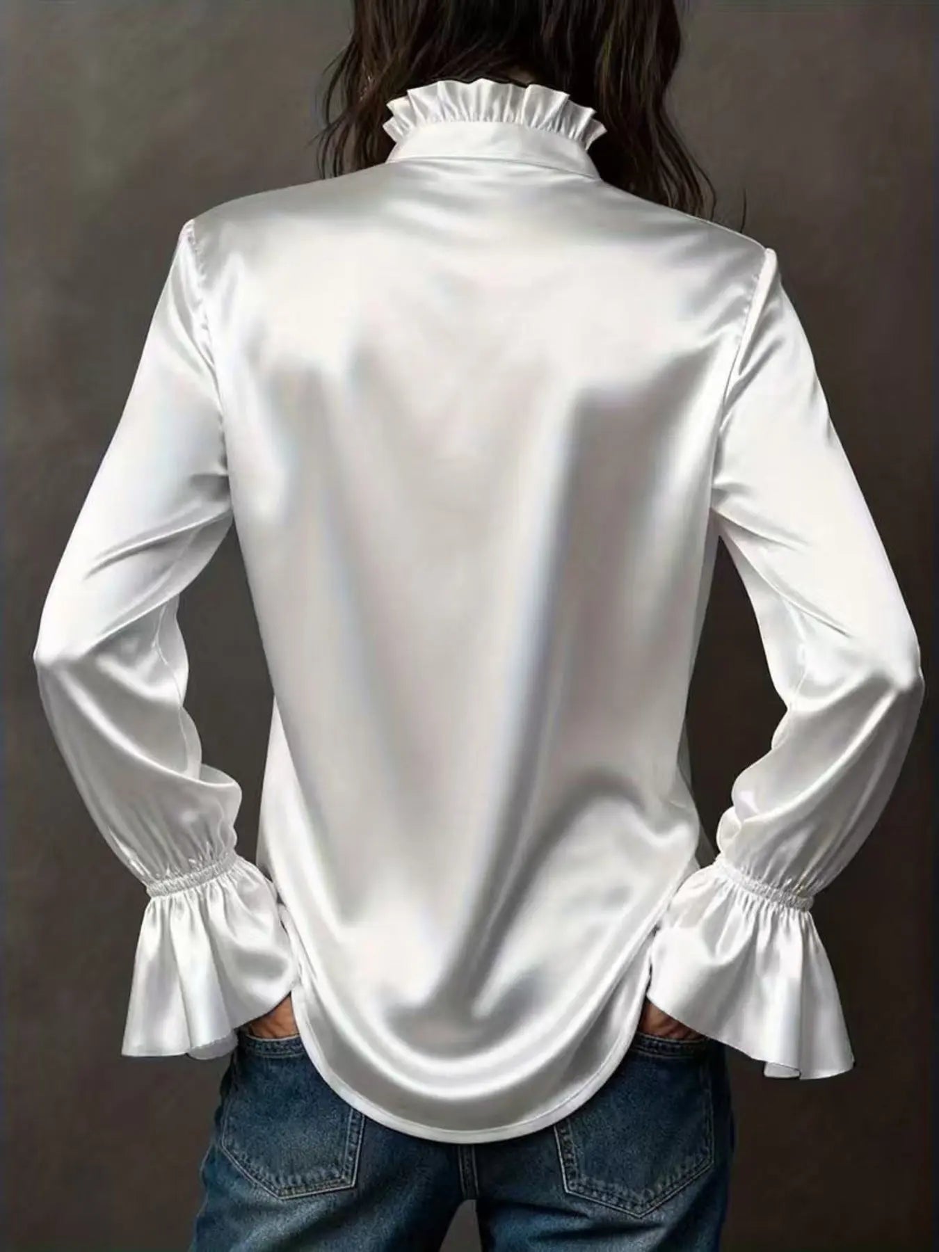 Button Up Flounce Sleeve Shirt STYLE SOURCE