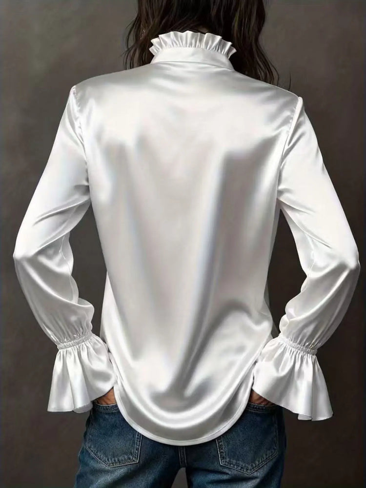 Button Up Flounce Sleeve Shirt STYLE SOURCE