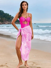 Cutout Sweetheart Neck One-Piece Swimwear and Cover-Up Swim Set STYLE SOURCE