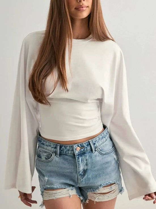 Full Size Round Neck Long Sleeve T-Shirt Plus Size STYLE SOURCE