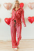 Christmas Plaid Contrast Trim Pajama Set STYLE SOURCE