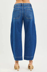 RISEN Mid Rise Crop Barrel Jeans STYLE SOURCE