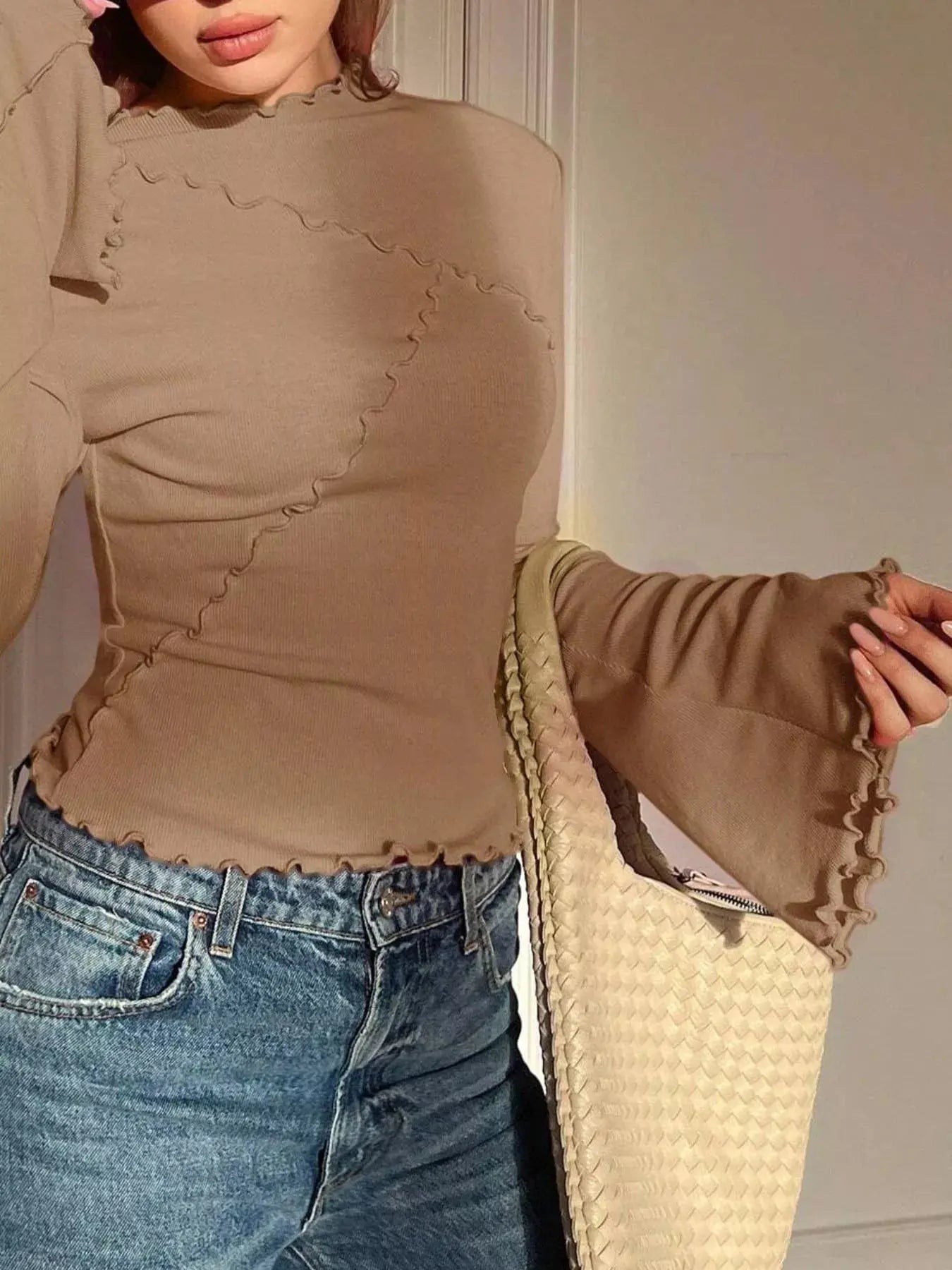 Lettuce Edge Flare Sleeve Top STYLE SOURCE