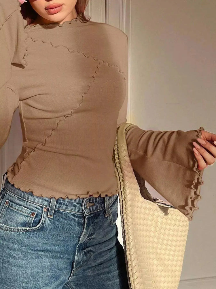 Lettuce Edge Flare Sleeve Top STYLE SOURCE