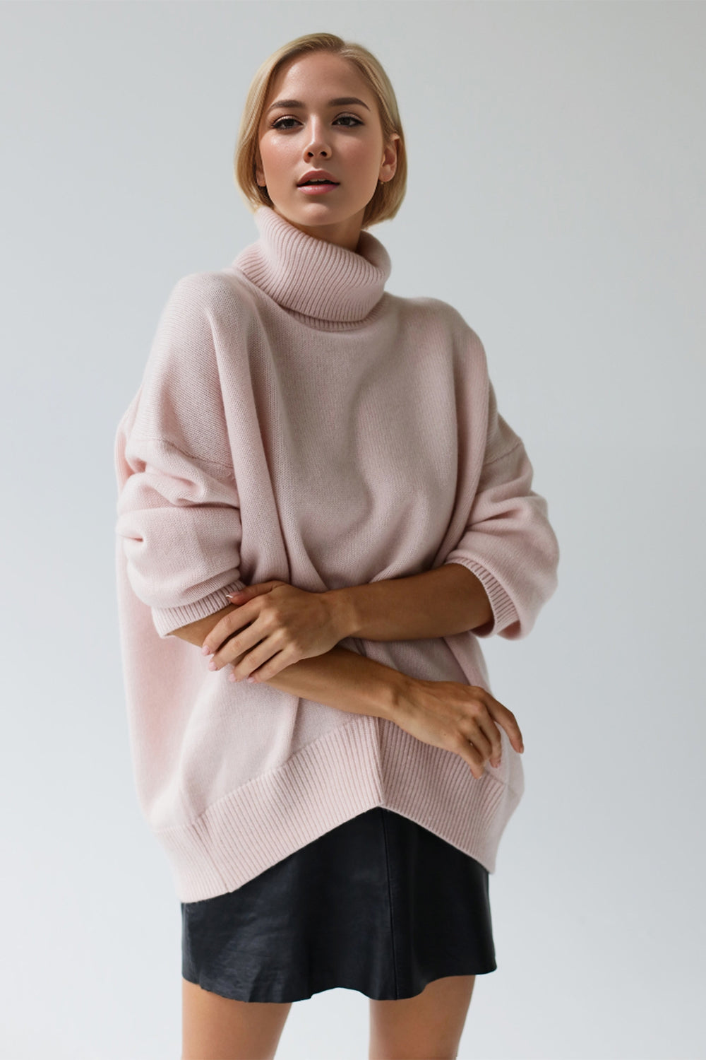 Basic Bae Turtleneck Dropped Shoulder Long Sleeve Sweater STYLE SOURCE