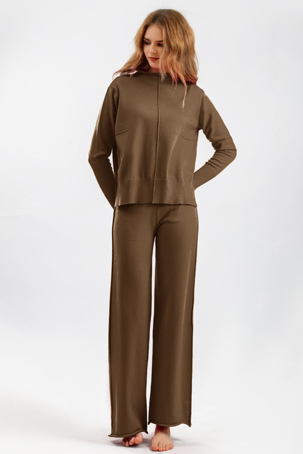 Basic Bae Mock Neck Long Sleeve Top and Pants Sweater Set STYLE SOURCE