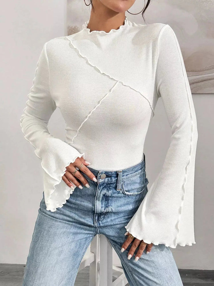Lettuce Edge Flare Sleeve Top STYLE SOURCE