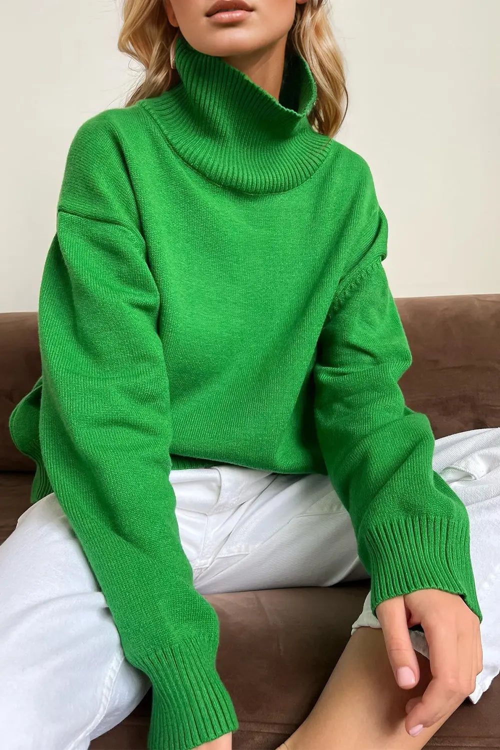 Basic Bae Turtleneck Dropped Shoulder Long Sleeve Sweater STYLE SOURCE