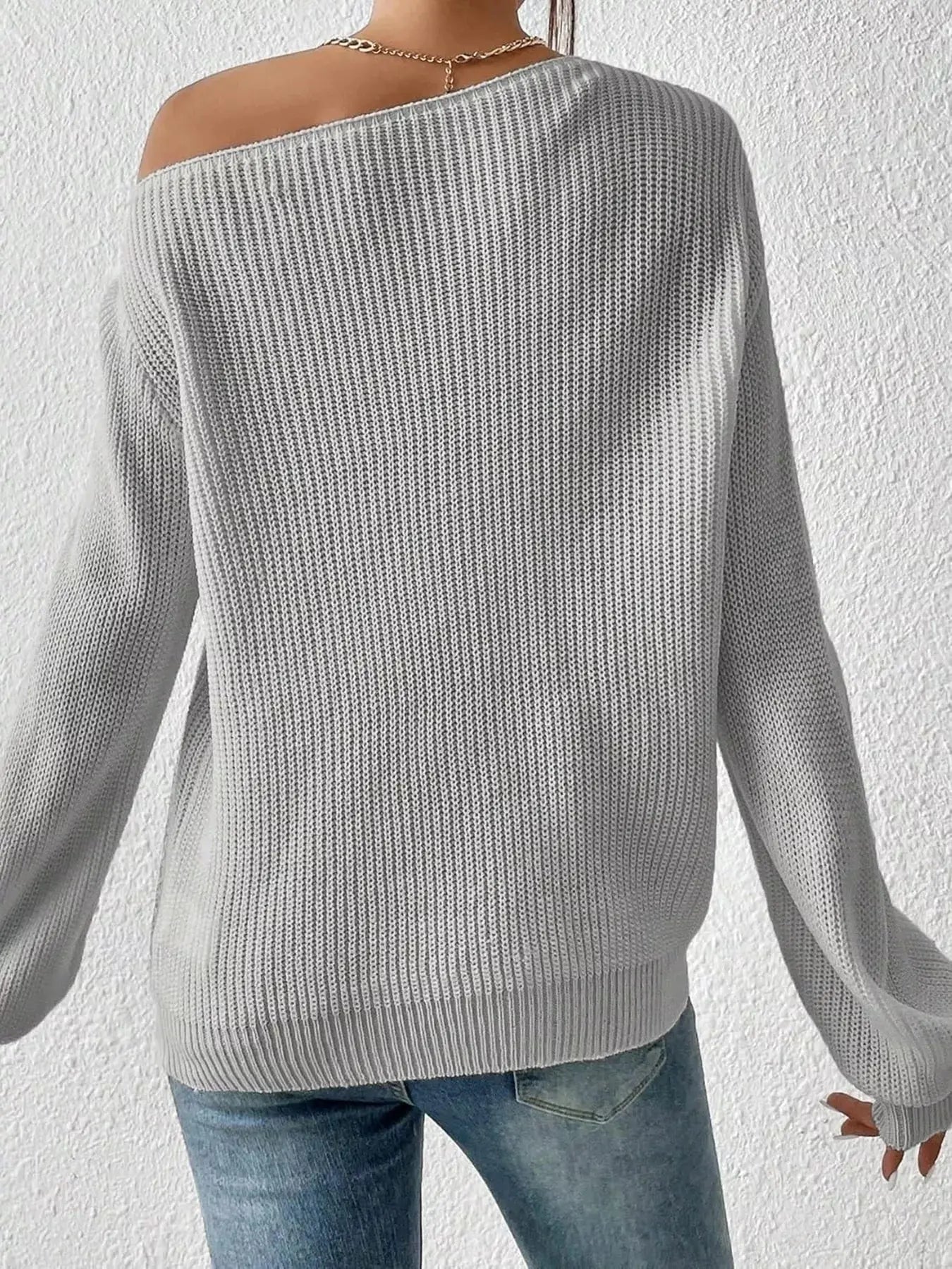 Single Shoulder Knit Sweater STYLE SOURCE
