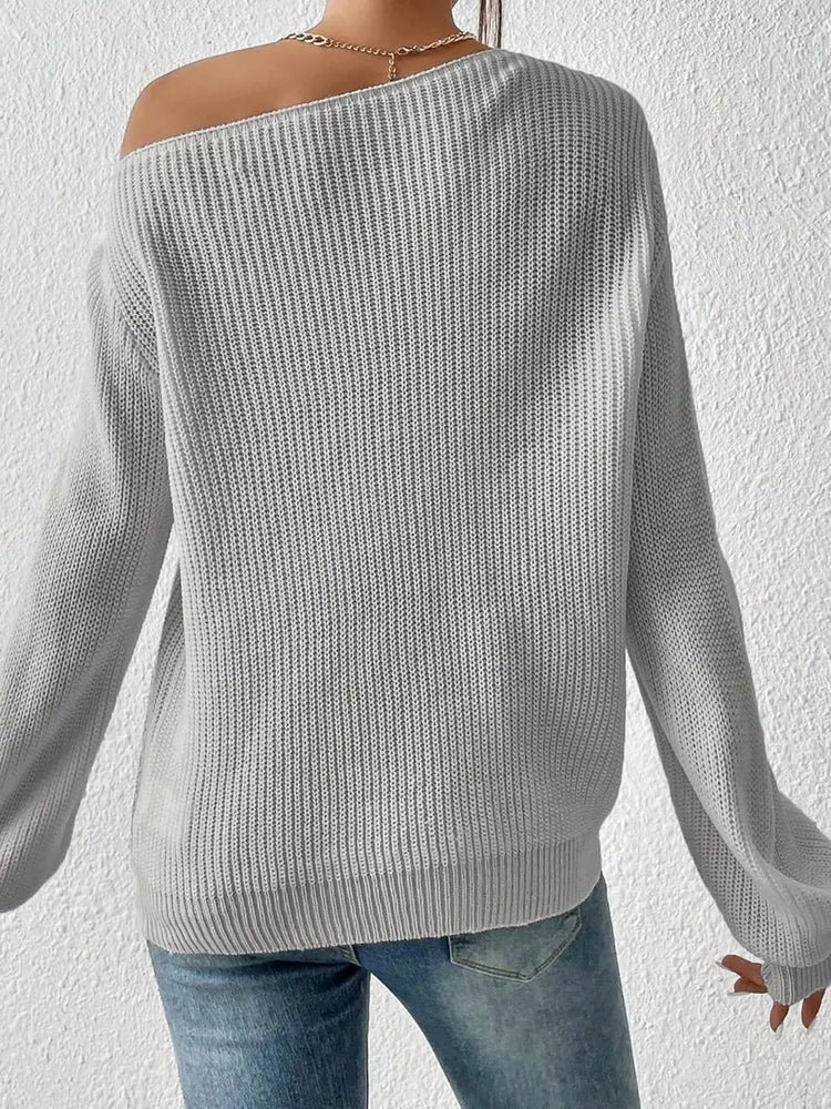 Single Shoulder Knit Sweater STYLE SOURCE