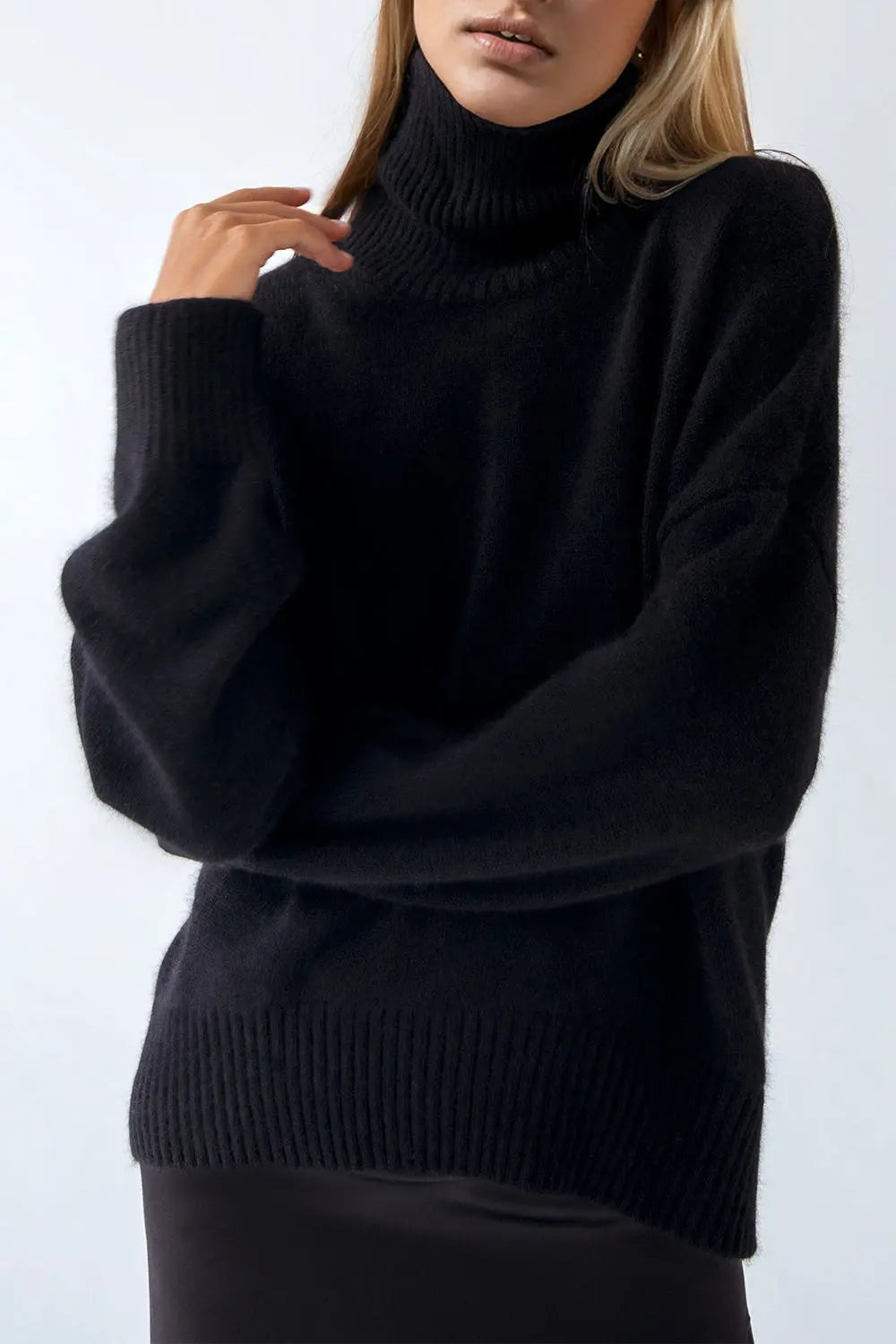 Basic Bae Turtleneck Dropped Shoulder Long Sleeve Sweater STYLE SOURCE