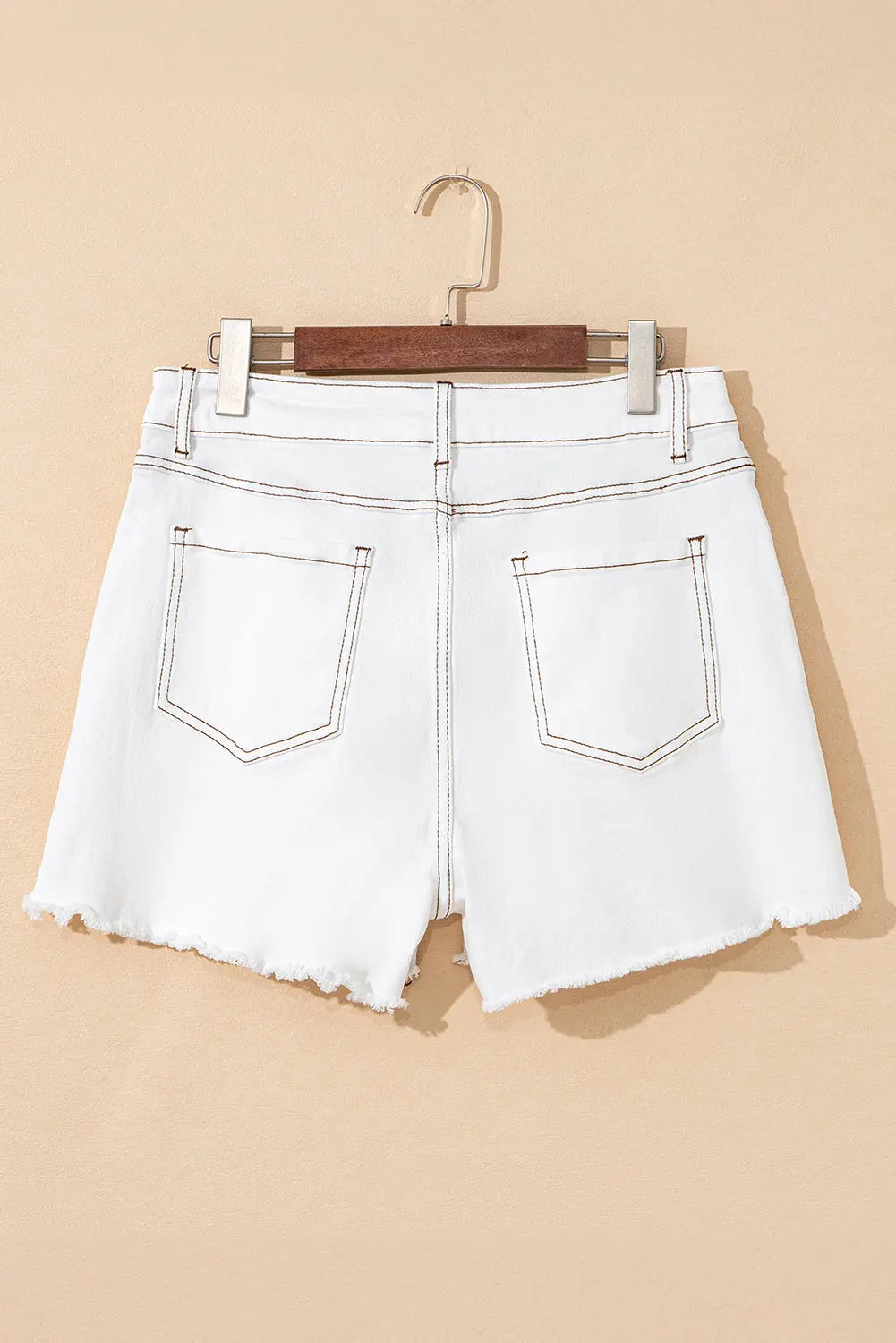 White Raw Hem High Waist Denim Shorts STYLE SOURCE