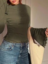 Lettuce Edge Flare Sleeve Top STYLE SOURCE