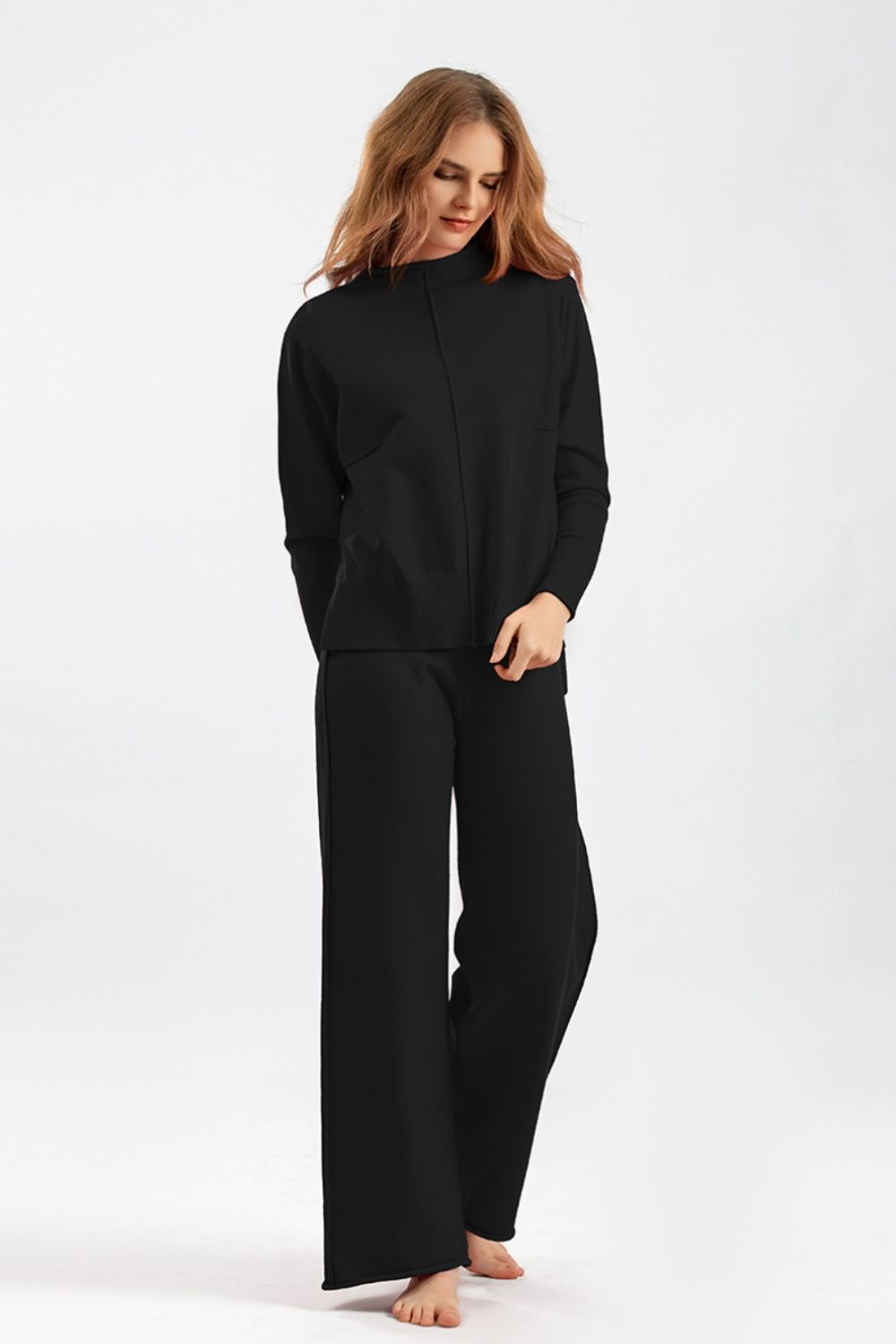 Basic Bae Mock Neck Long Sleeve Top and Pants Sweater Set STYLE SOURCE