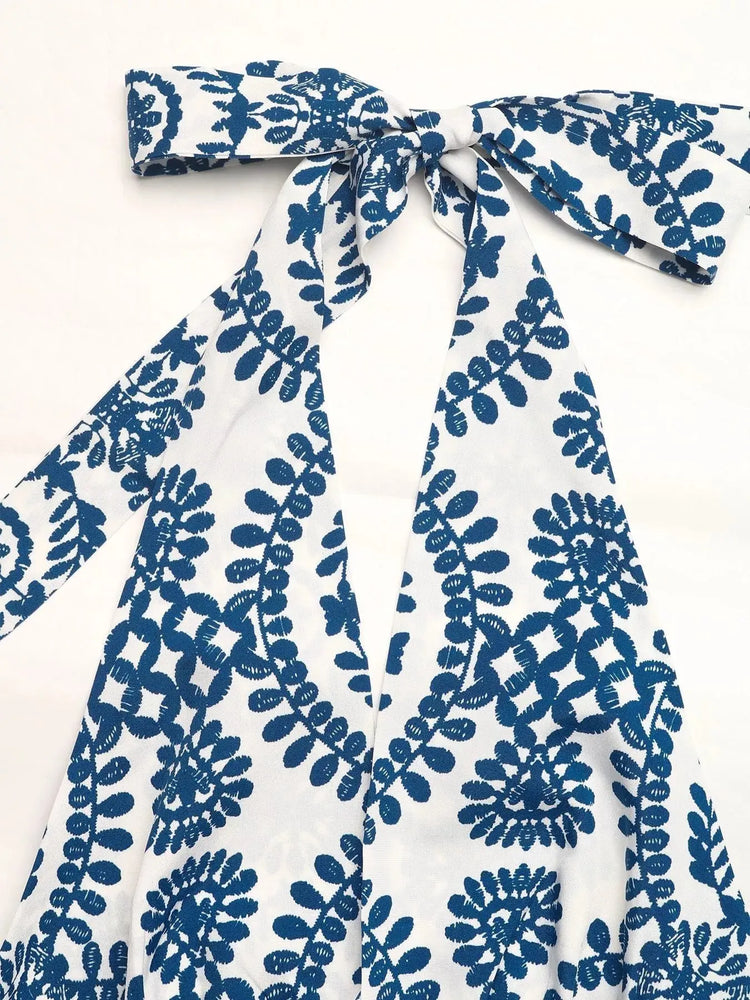 Printed Halter Neck Maxi Dress STYLE SOURCE