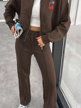 Zip Up Dropped Shoulder Outerwear and Pants Set STYLE SOURCE