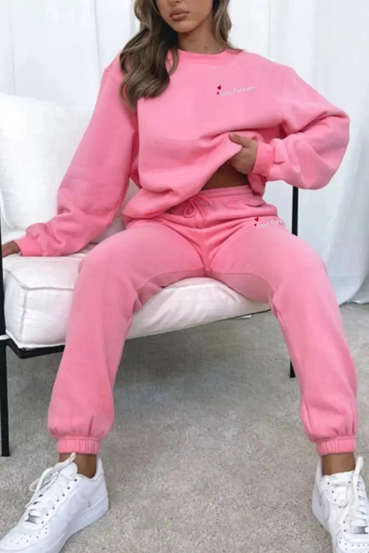 Round Neck Sweatshirt and Joggers Set STYLE SOURCE