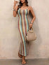 Striped Scoop Neck Bodycon Midi Dress STYLE SOURCE