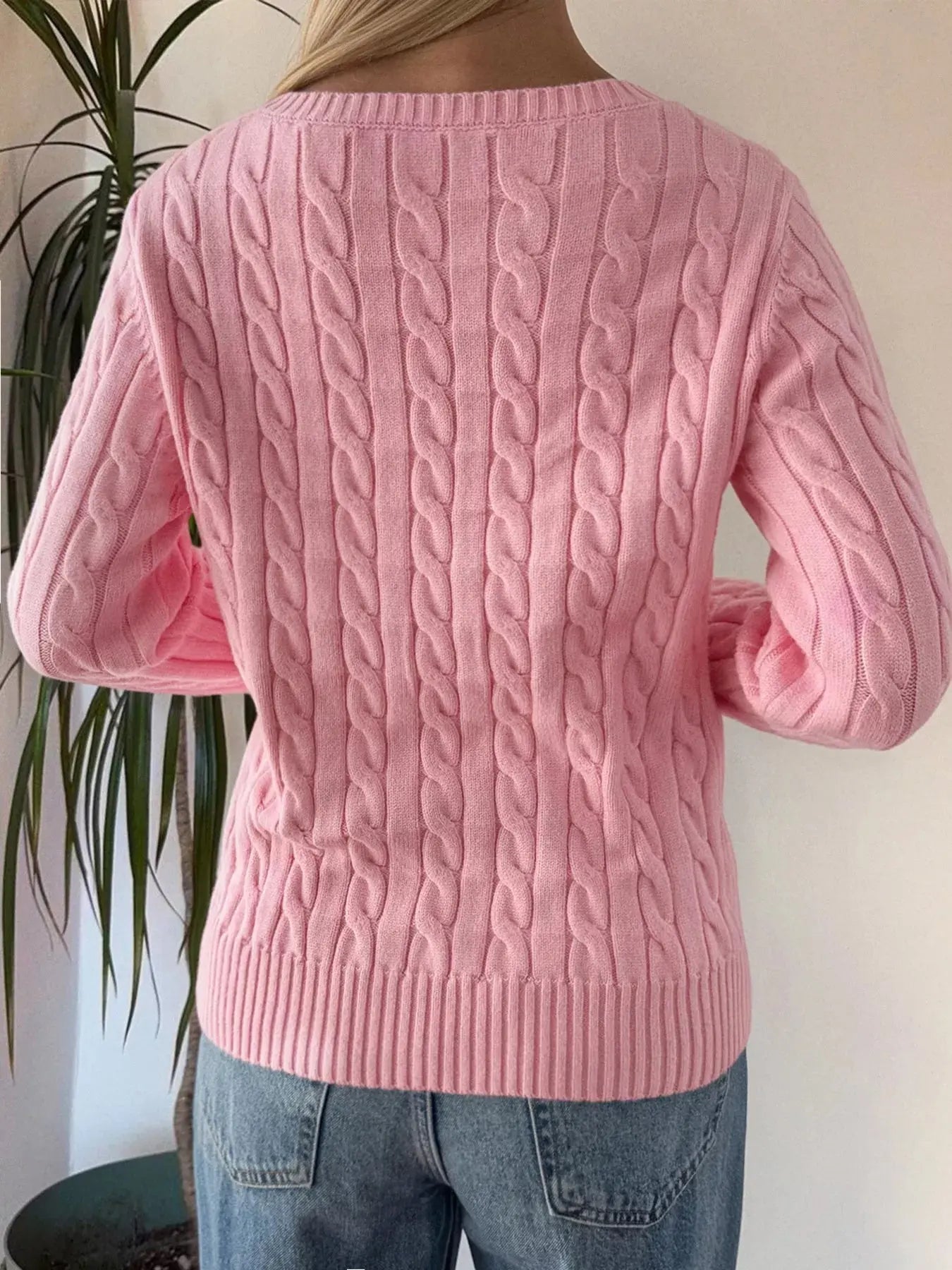 Cable-Knit V-Neck Sweater STYLE SOURCE