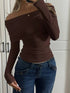Off-Shoulder Ruched Long Sleeve T-Shirt STYLE SOURCE