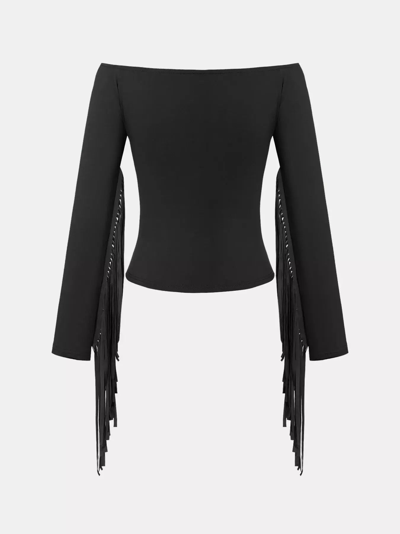 Off-Shoulder Fringe Sleeve T-Shirt STYLE SOURCE