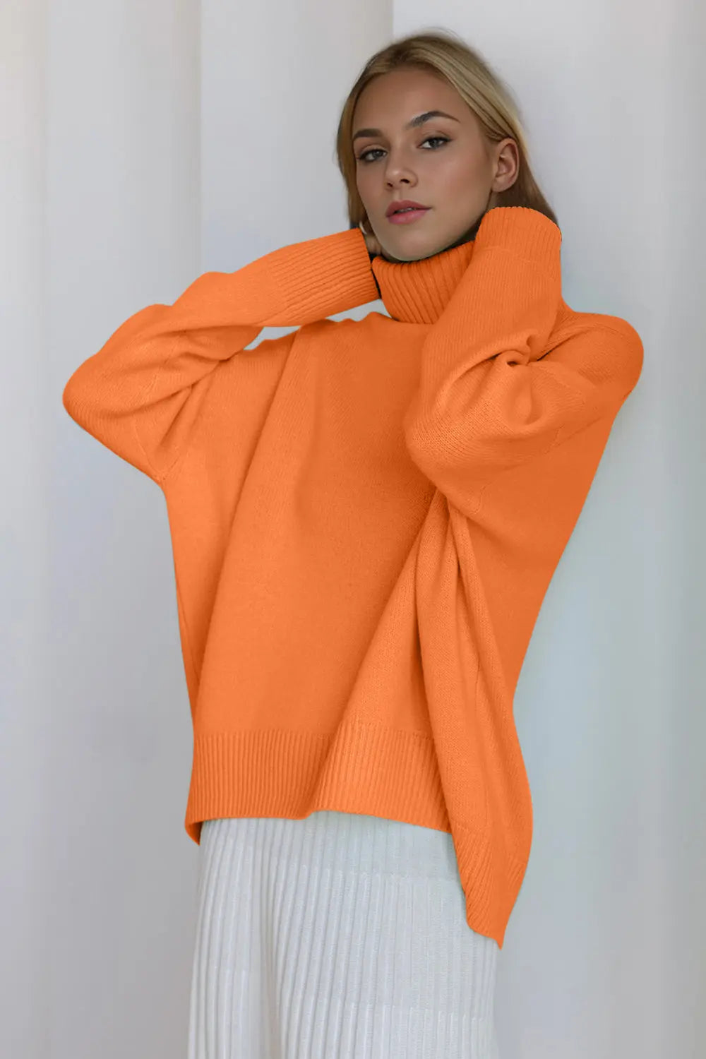 Basic Bae Turtleneck Dropped Shoulder Long Sleeve Sweater STYLE SOURCE